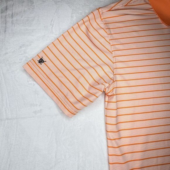 Oxford Golf Sz XL Super Dry COOLMAX Polo Men's Orange White Stripe  0199 - Picture 7 of 13